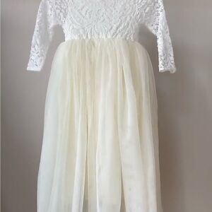 Elegant White Lace and Tulle Dress